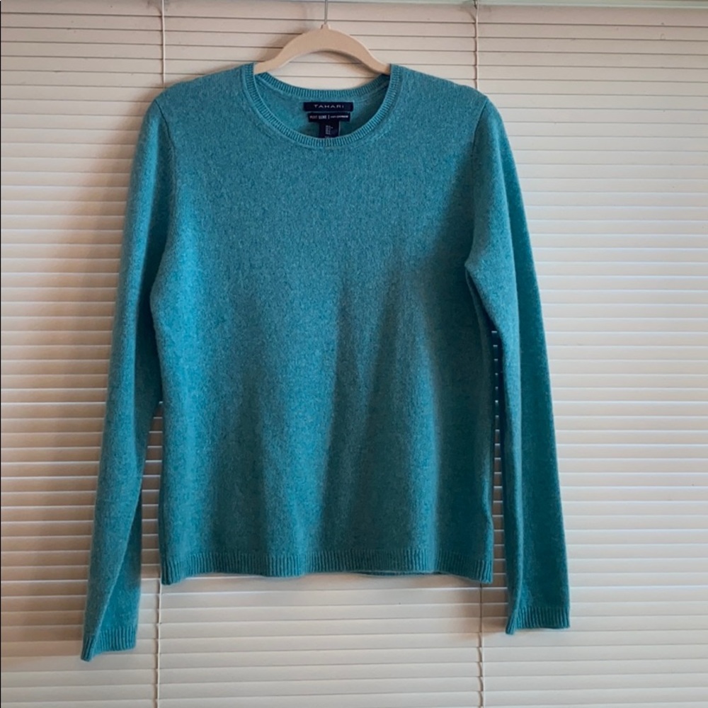 Tahari Cashmere Sweater Aqua L NWOT